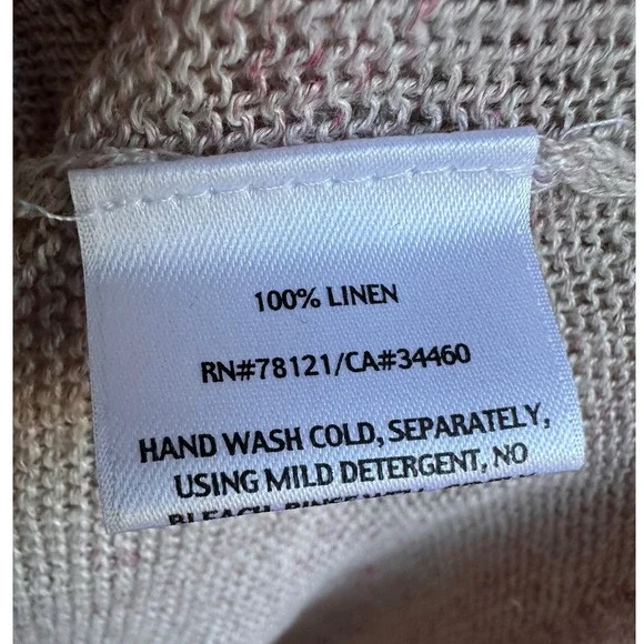 Eileen Fisher Womens Linen Blend V Neck Drop Shoulder Sweater Size L - Picture 3 of 4